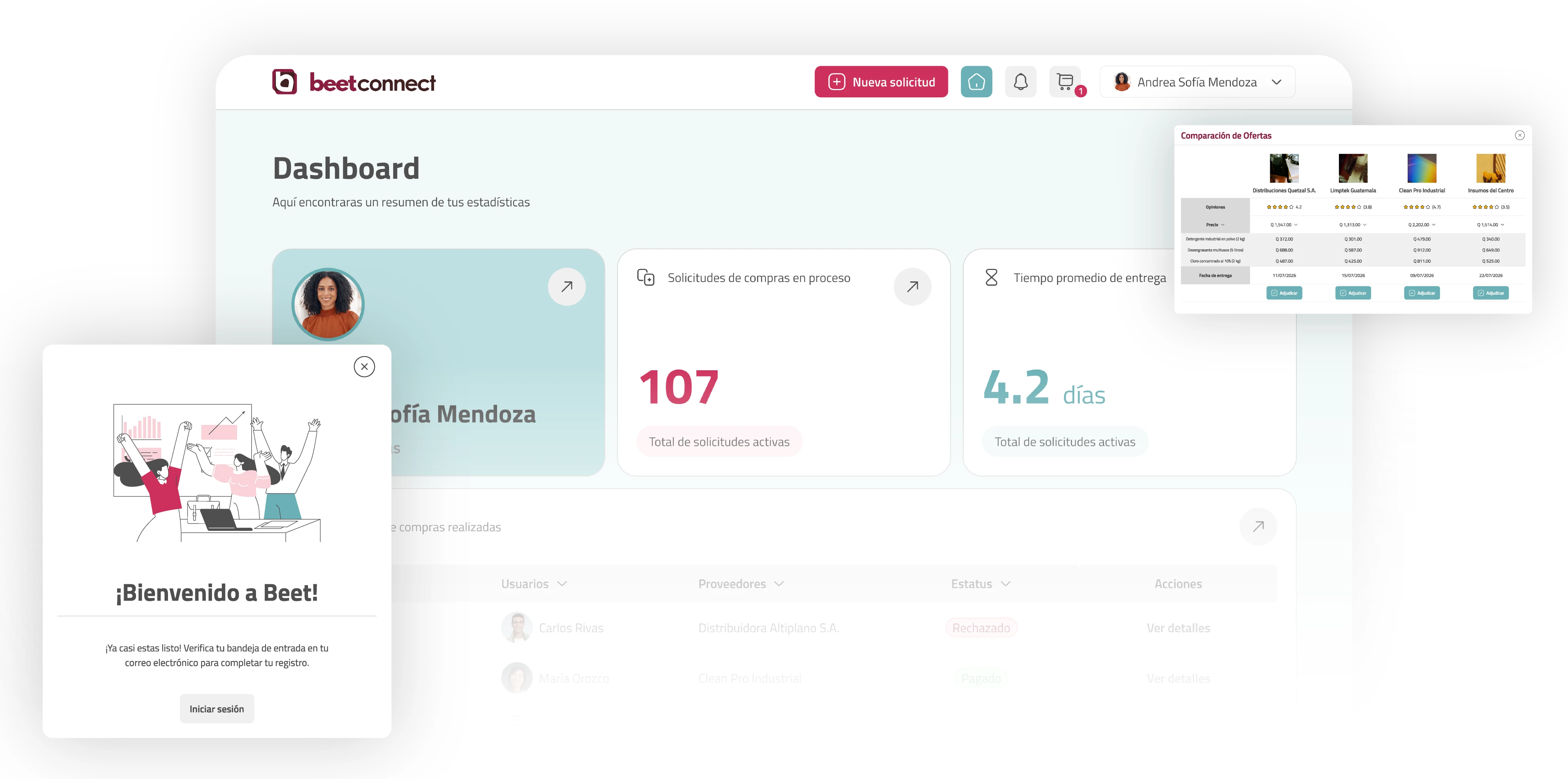 Interfaz de la plataforma BeetConnect